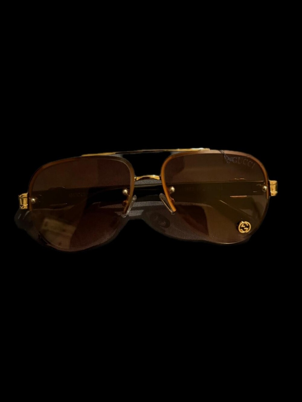Gucci Brown and Gold Pilot Sunglasses